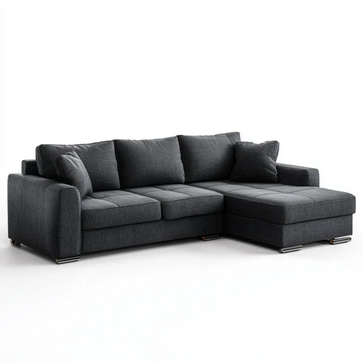 Sofa, Odwracalny narożnik sofa 3 miejsca antracyt szary poliester 250 x 160 x 85 cm