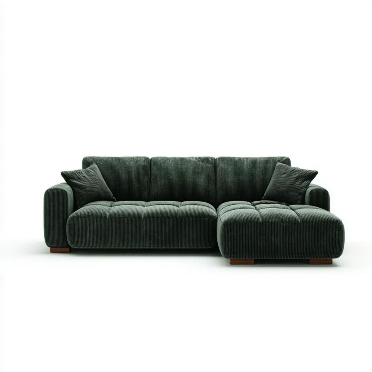 Sofa, 3-osobowa sofa z melioran w melimorianie ciemnozielony betonowy betonvelt, 280 x 160 x 85 cm