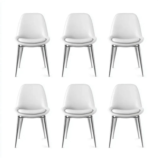 Krzesło do jadalni, Zestaw 6 krzeseł do jadalni PVC z chromowanej stali, 43 x 54 x 83 cm