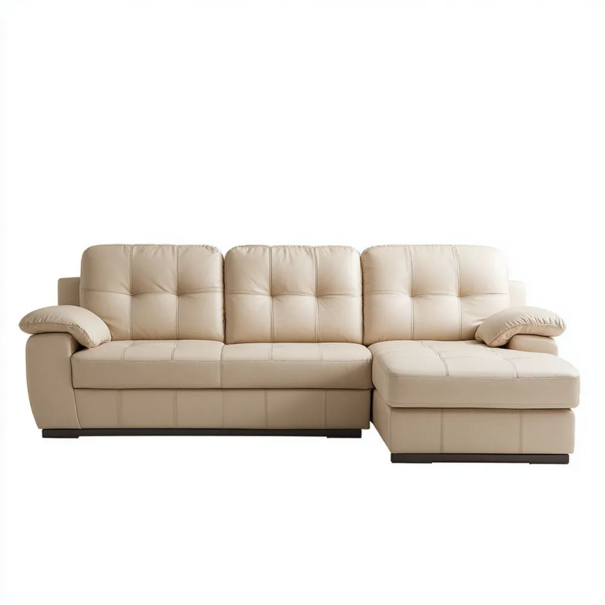 Sofa z przymocowaną do ściany fotelikiem z beżowym fotelikiem w polipropylenowej skórze, 250 x 160 x 90 cm