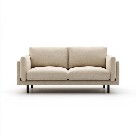 Sofa, 2-osobowa poliester sofa z czarnym stalowym dekoltem, 160 x 85 x 82 cm